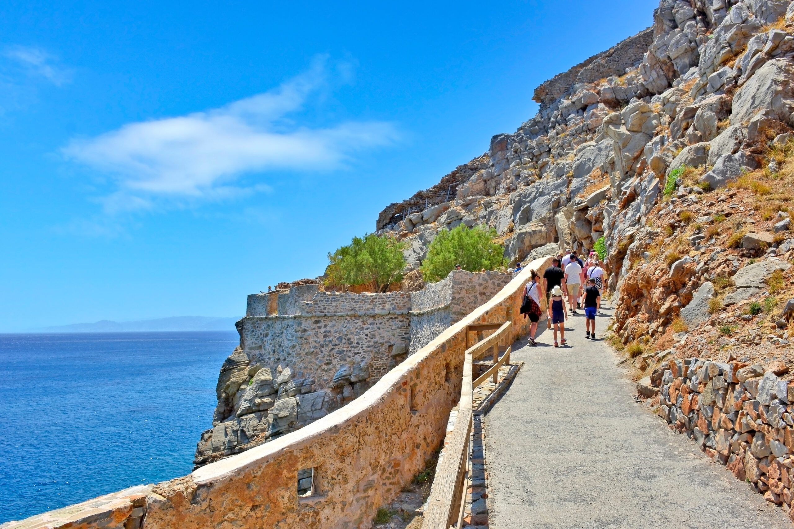 spinalonga island is a popular tourist attraction in crete, greece.