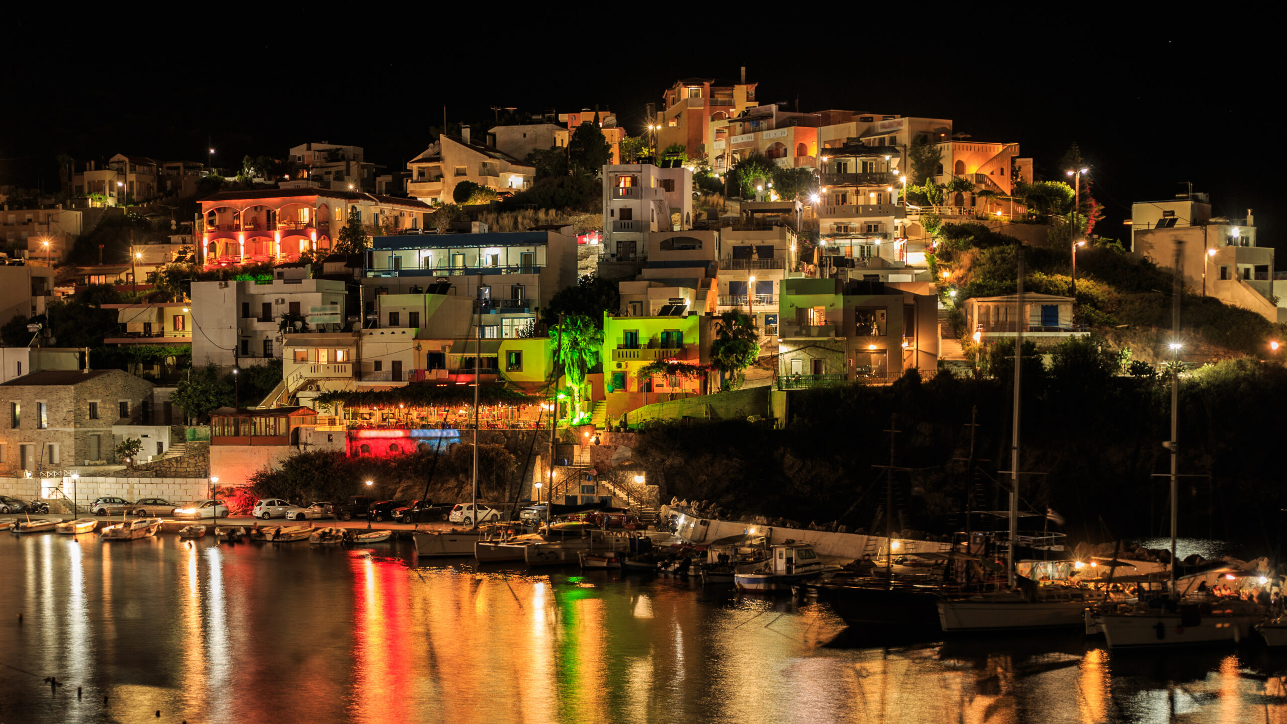 bali village at night, crete, greece