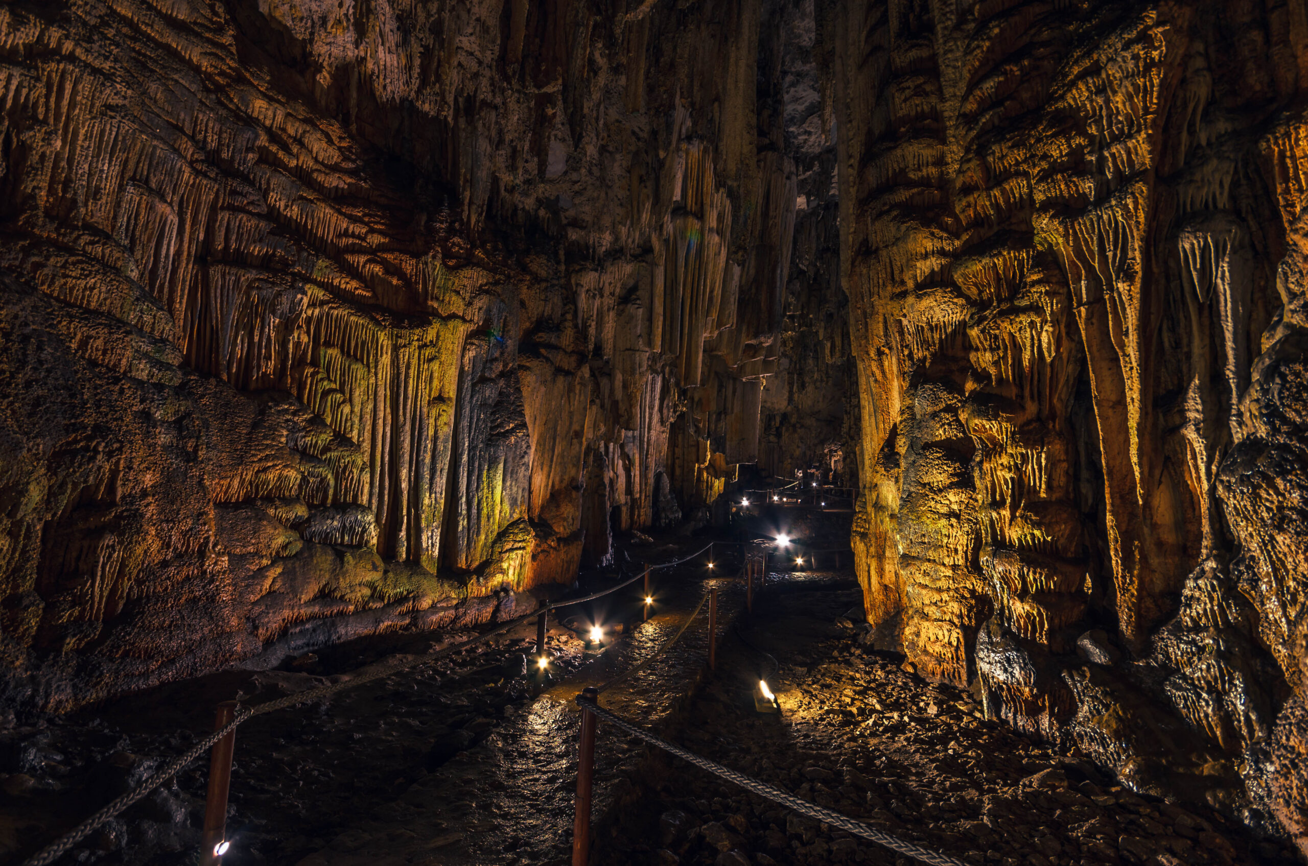 melidoni cave, an amazing historical and archaeological cave with the impressive formations of the stalactites and stalagmites.