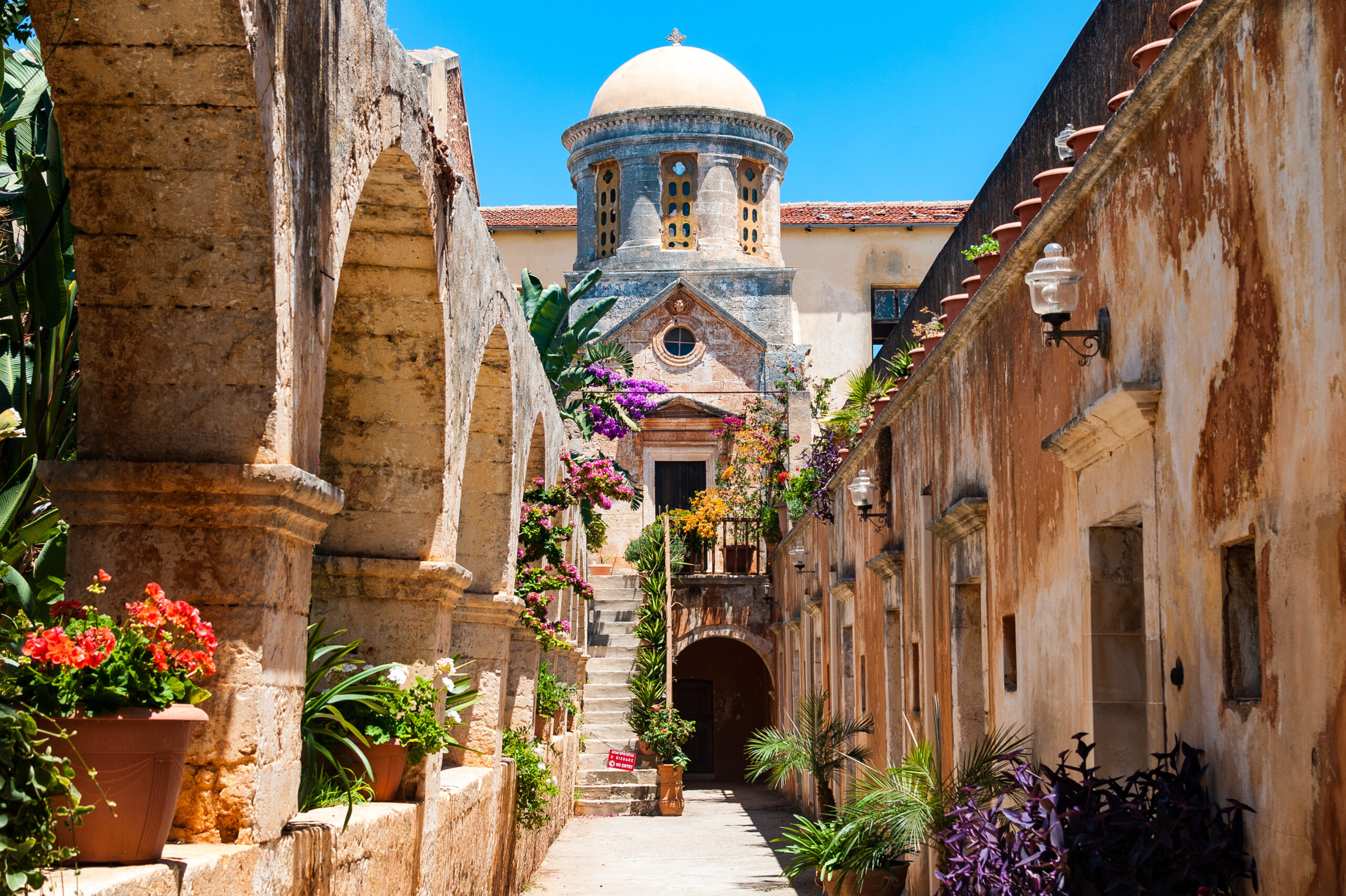 agia triad monastery in crete in greece